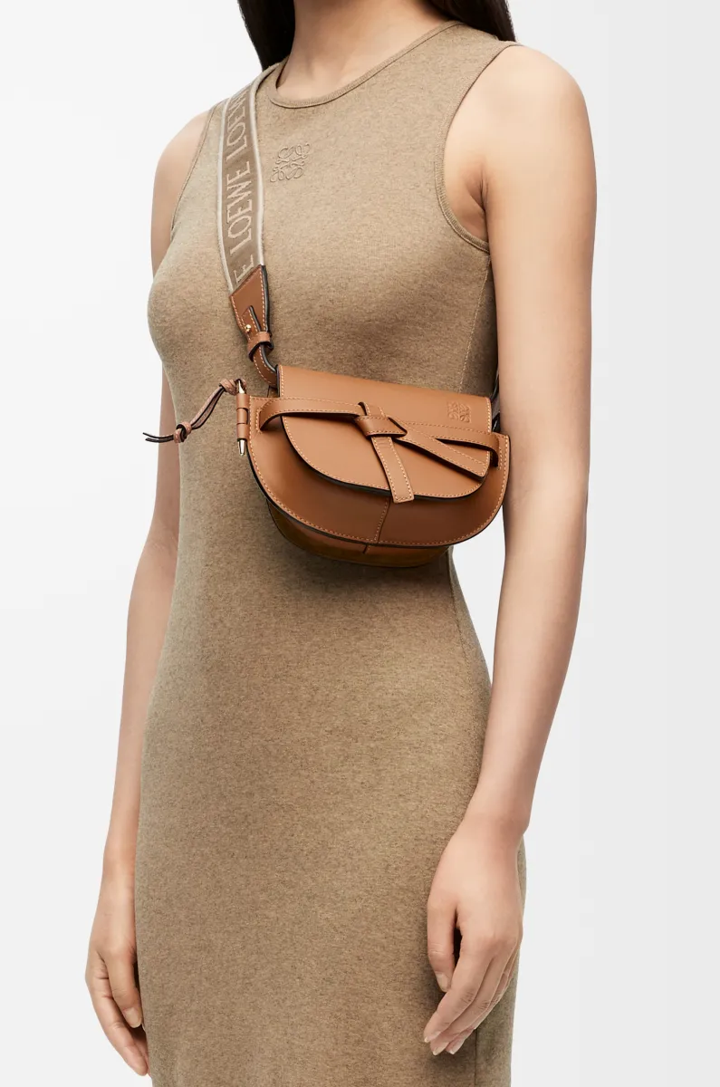 迷你柔软牛皮革提花 Gate Dual 手袋