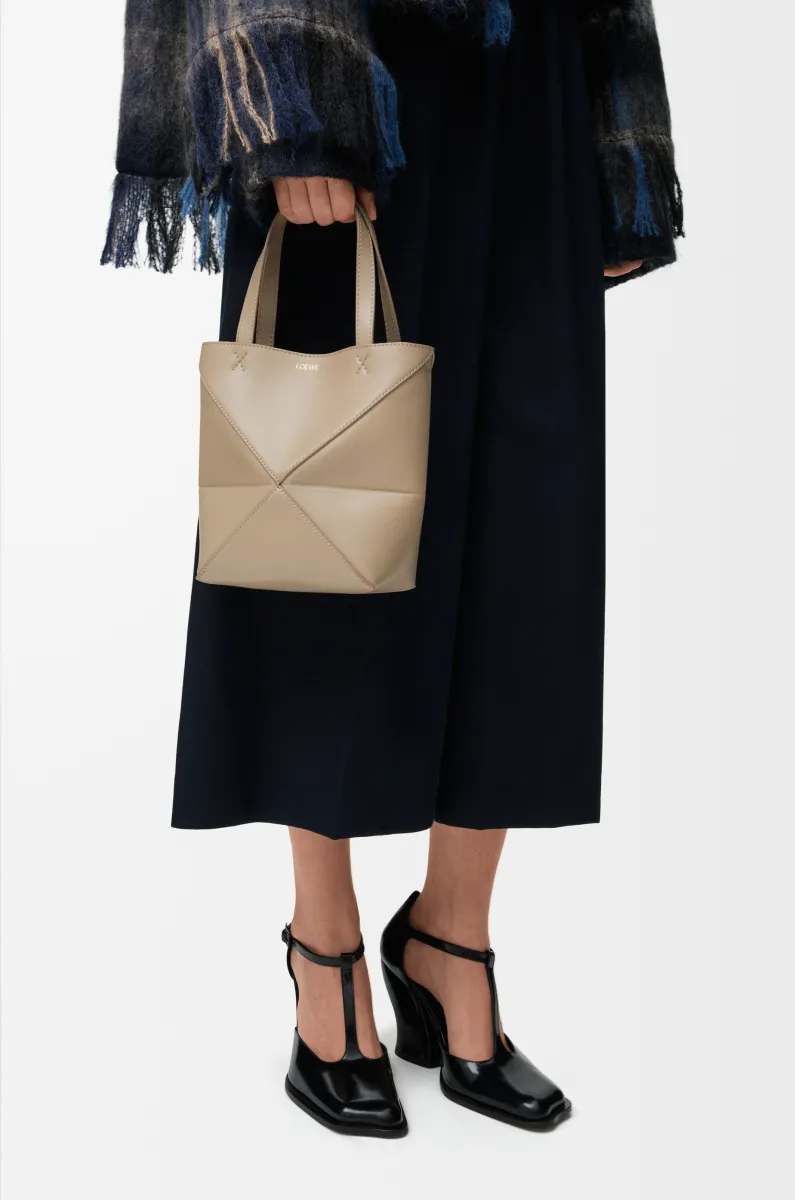 迷你亮面牛皮革 Puzzle Fold 手袋