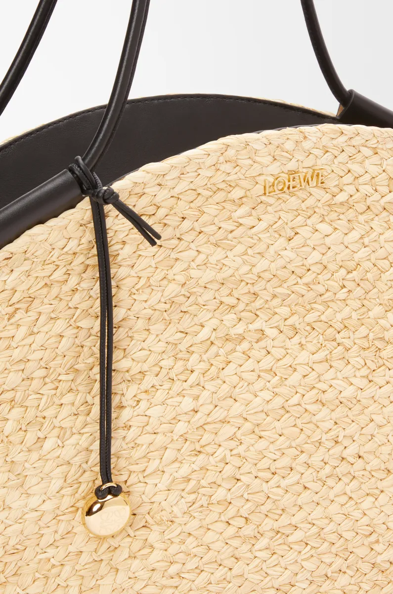 大号拉菲草和纳帕牛皮革 Paseo Basket 手袋