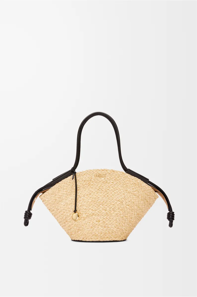 小号拉菲草和纳帕牛皮革 Paseo Basket 手袋