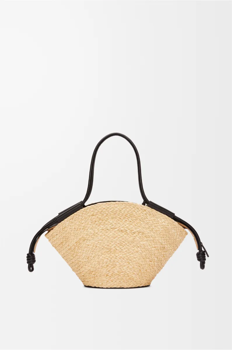 小号拉菲草和纳帕牛皮革 Paseo Basket 手袋