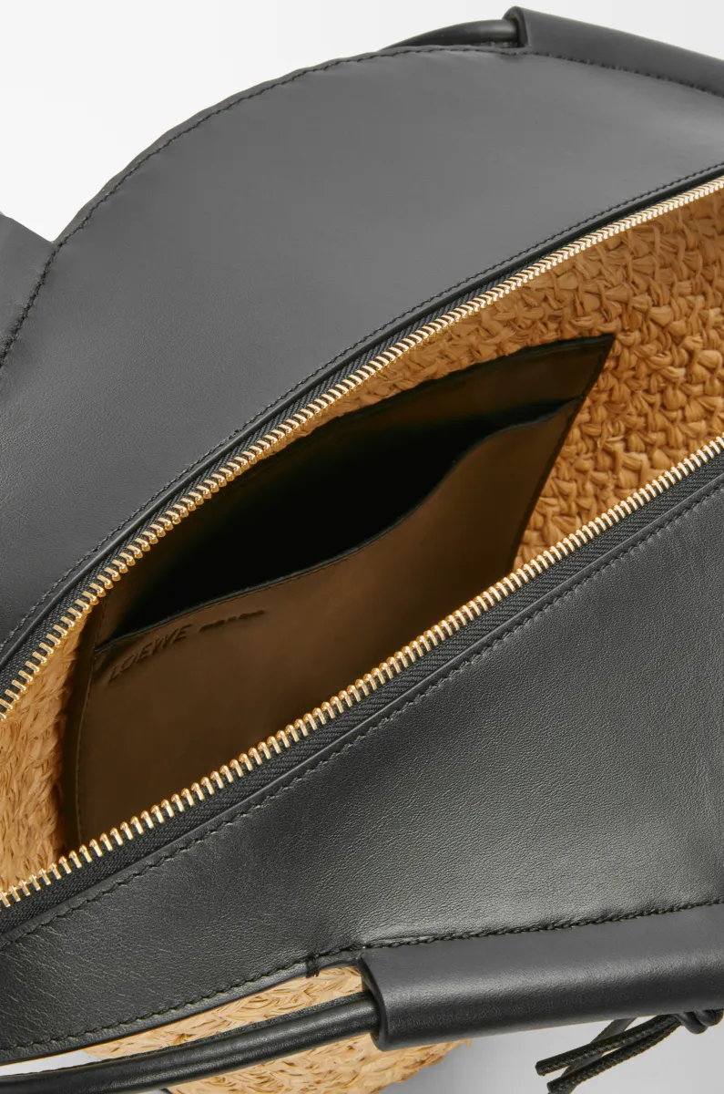 小号拉菲草和纳帕牛皮革 Paseo Basket 手袋