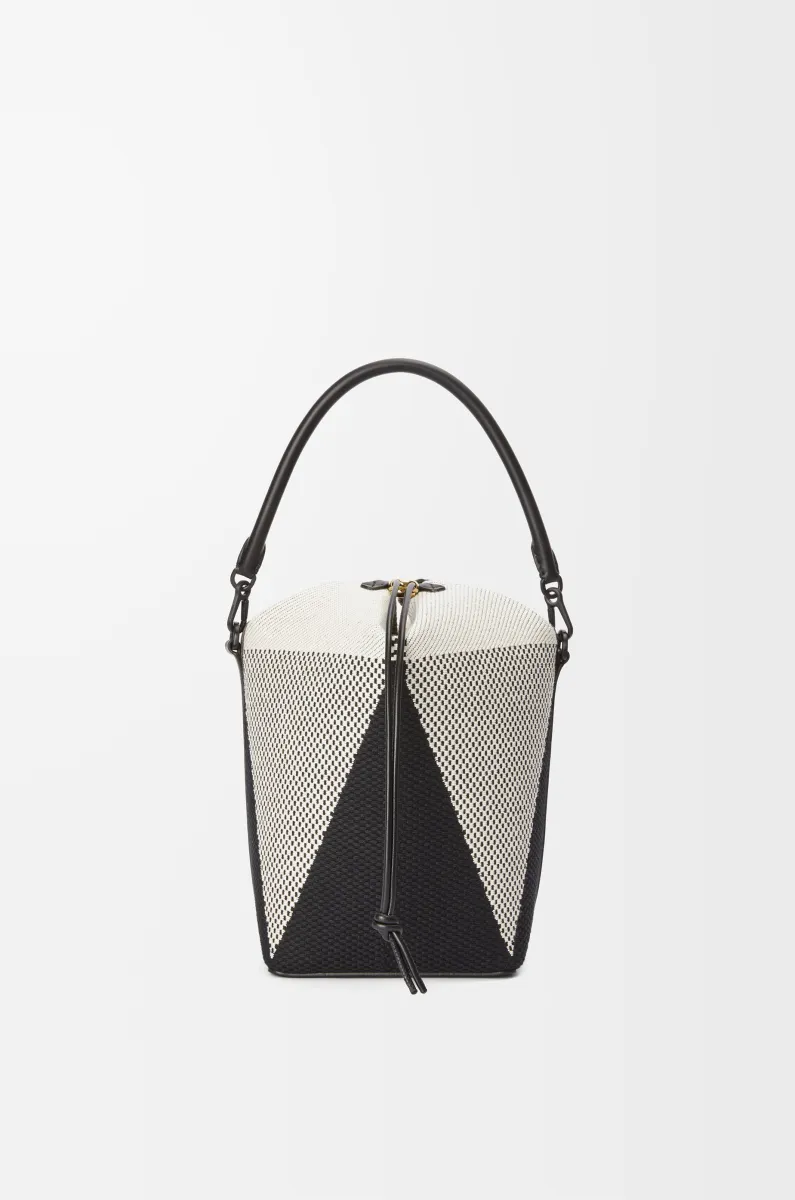 提花帆布和牛皮革 Treasure Bako 水桶包