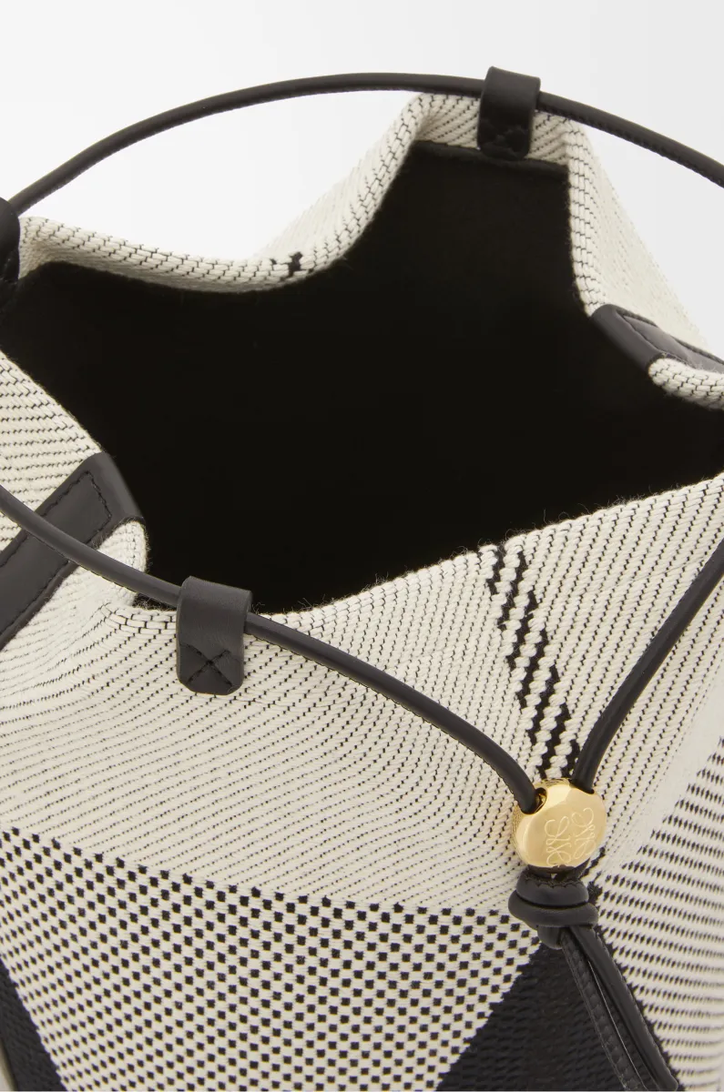 提花帆布和牛皮革 Treasure Bako 水桶包