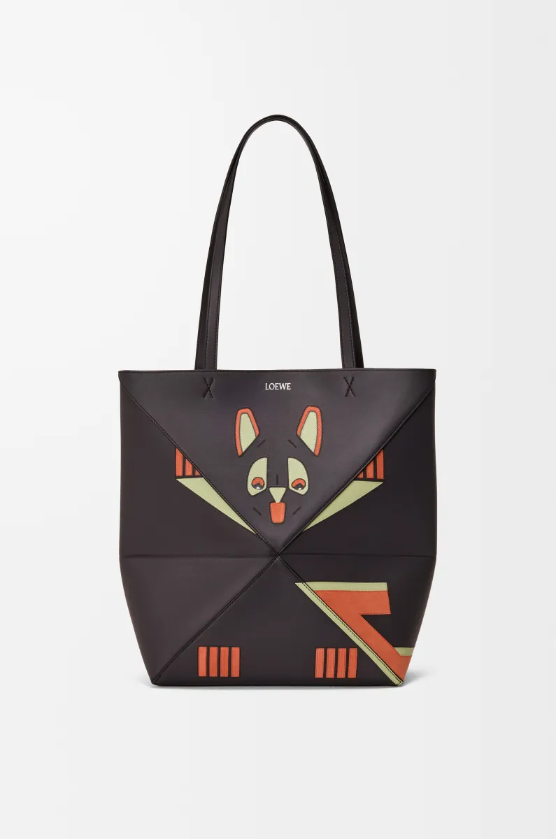 中号纳帕牛皮革 Futurist Cat Puzzle Fold 手袋