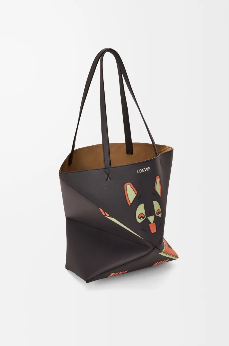 中号纳帕牛皮革 Futurist Cat Puzzle Fold 手袋