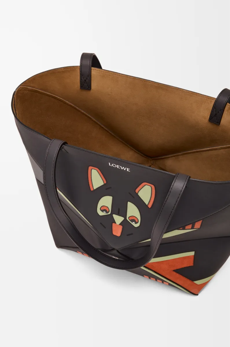 中号纳帕牛皮革 Futurist Cat Puzzle Fold 手袋