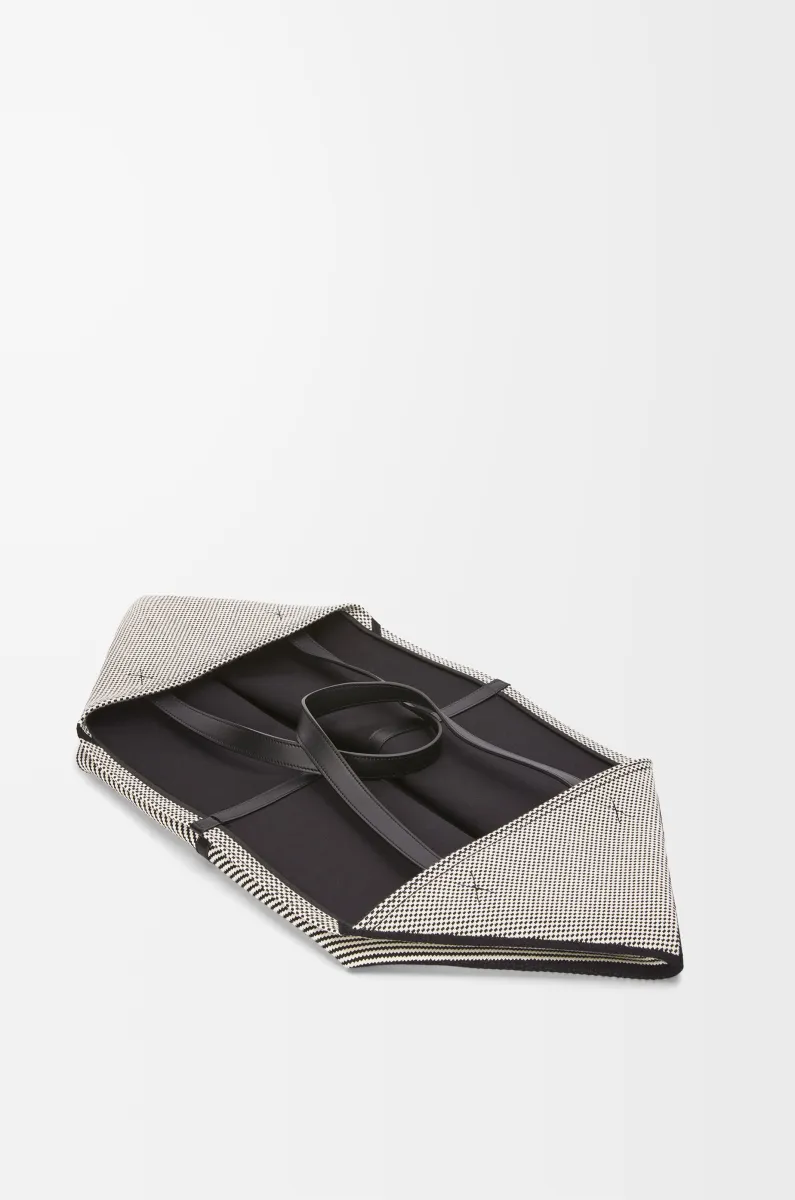 超大号帆布提花和牛皮革 Puzzle Fold 手袋