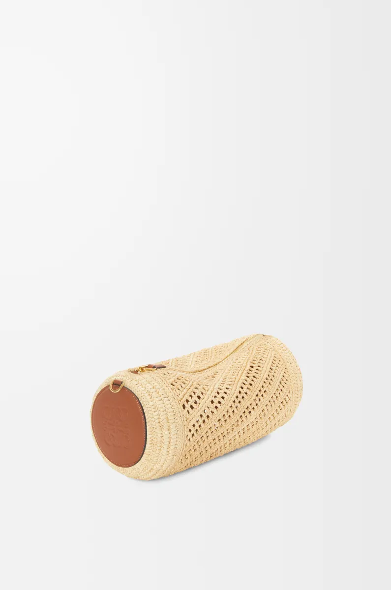 拉菲草和牛皮革手链小包