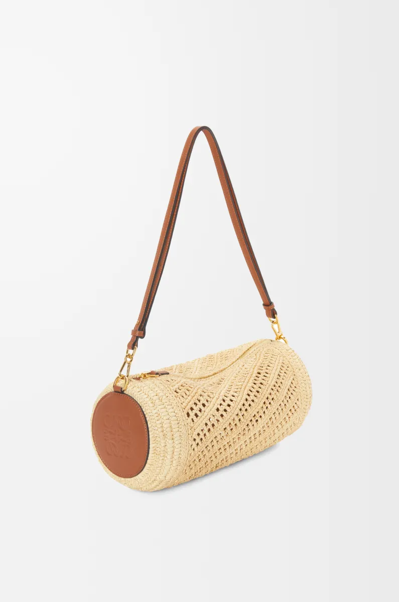 拉菲草和牛皮革手链小包