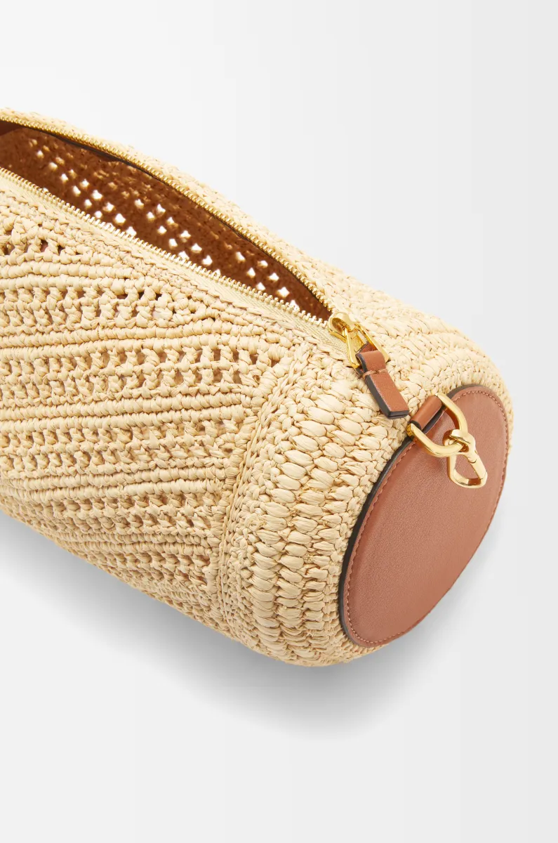 拉菲草和牛皮革手链小包