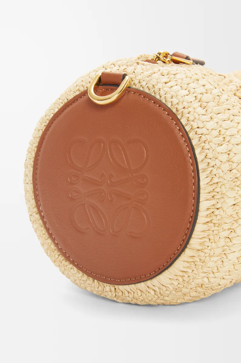 拉菲草和牛皮革手链小包