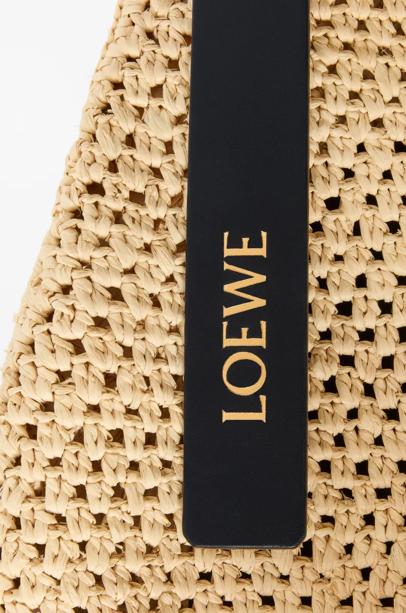 小号拉菲草和牛皮革 Punch Hole Hobo 手袋