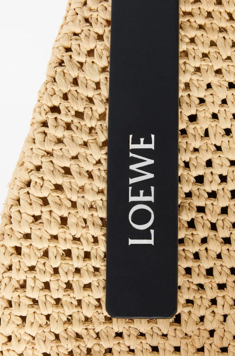 小号拉菲草和牛皮革 Punch Hole Hobo 手袋