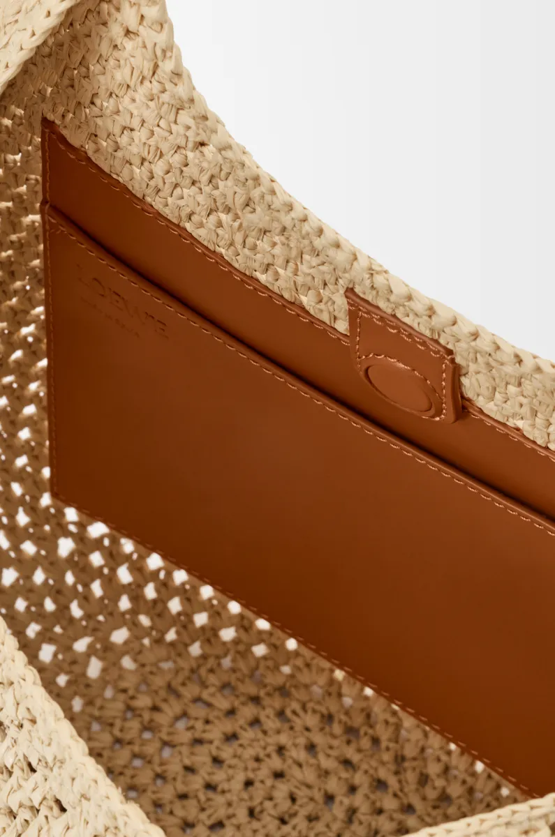 小号拉菲草和牛皮革 Punch Hole Hobo 手袋