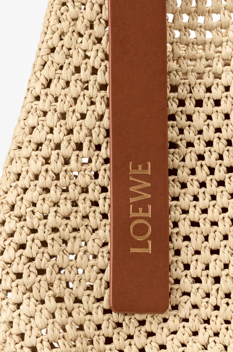 小号拉菲草和牛皮革 Punch Hole Hobo 手袋