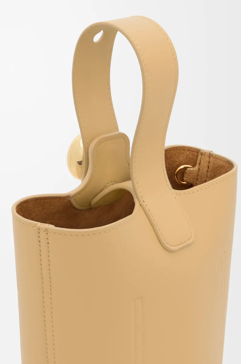 迷你光滑牛皮革 Pebble Bucket 水桶手袋