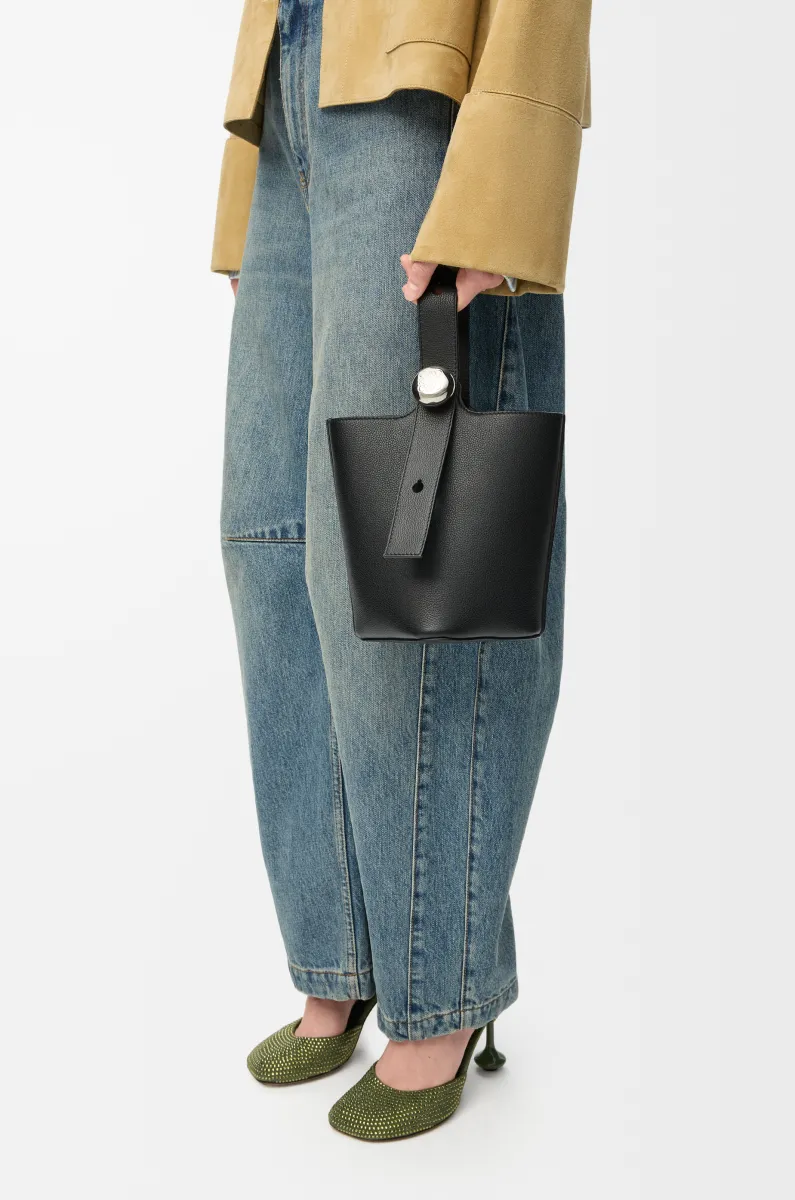 迷你柔软粒面牛皮革 Pebble Bucket 水桶手袋