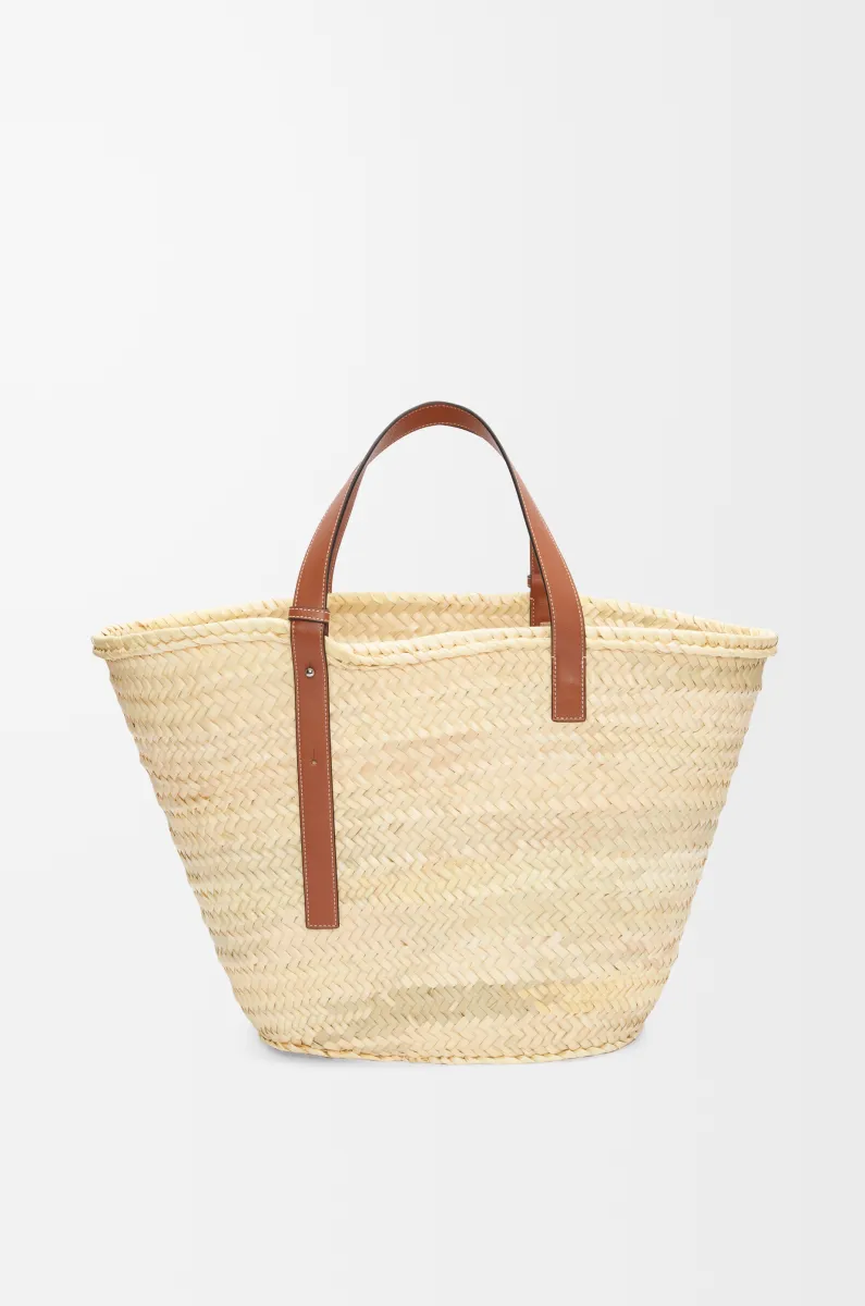 大号棕榈叶和牛皮革 Classic Basket 手袋