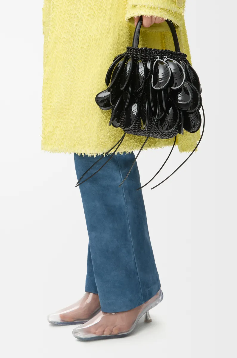 编织牛皮革 Shell 水桶手袋