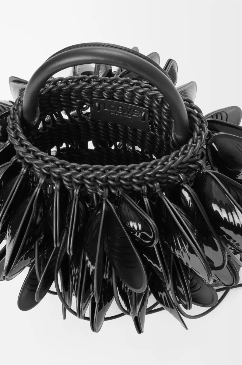 编织牛皮革 Shell 水桶手袋