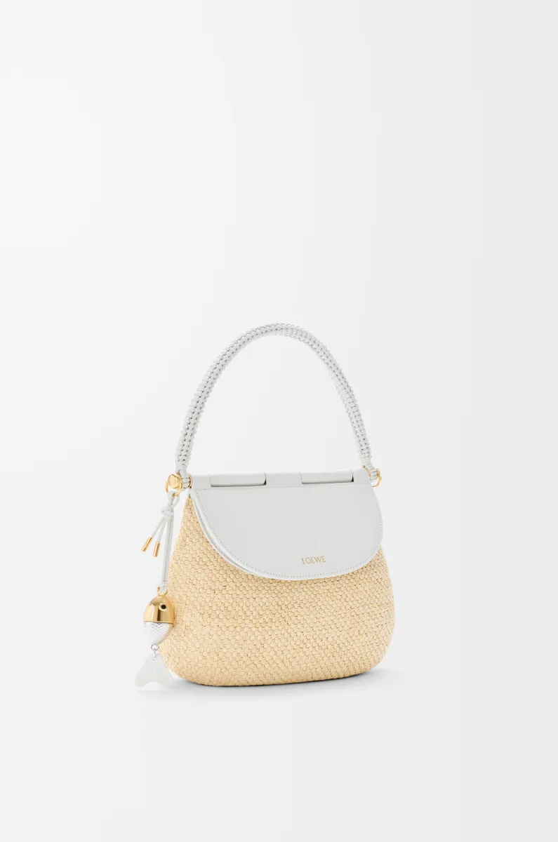 中号拉菲草和牛皮革 Pescador 手袋