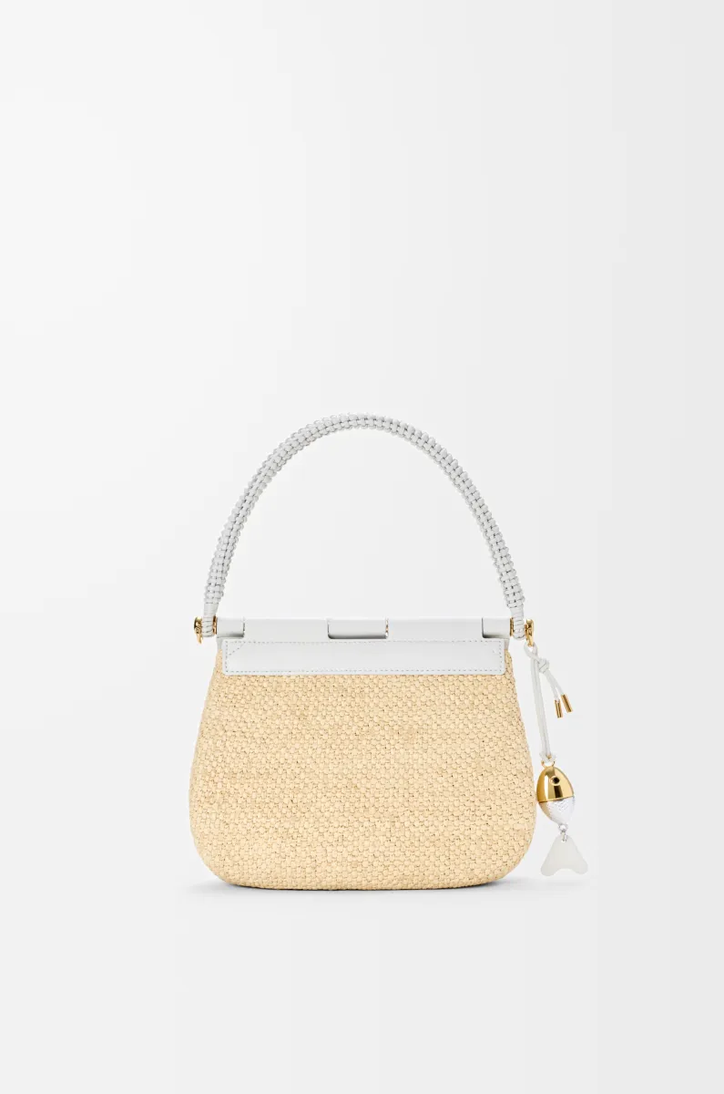 中号拉菲草和牛皮革 Pescador 手袋