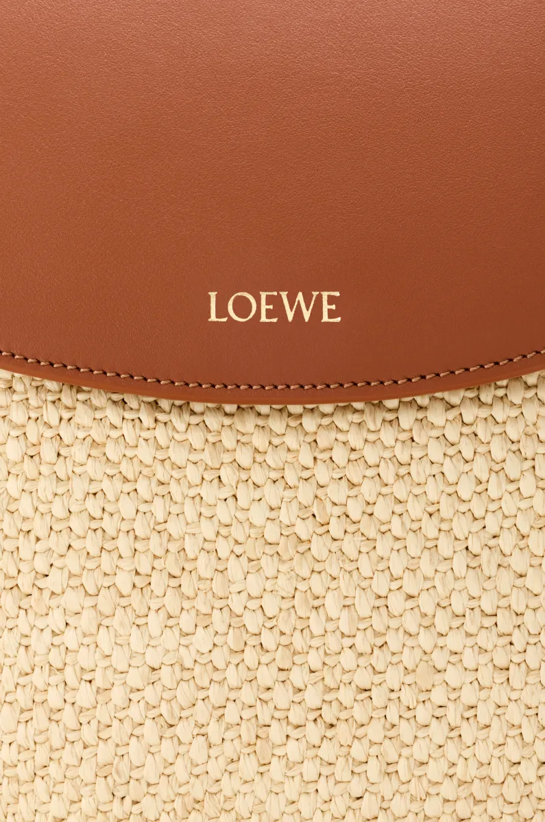 中号拉菲草和牛皮革 Pescador 手袋