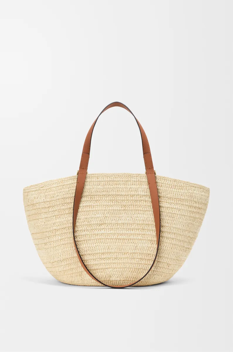 中号拉菲草和牛皮革 Eclipse Basket 手袋