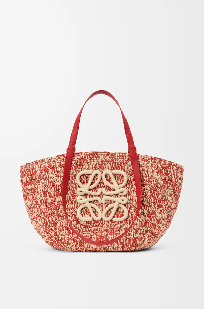 中号拉菲草和牛皮革 Eclipse Basket 手袋