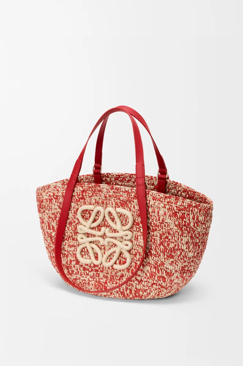 中号拉菲草和牛皮革 Eclipse Basket 手袋