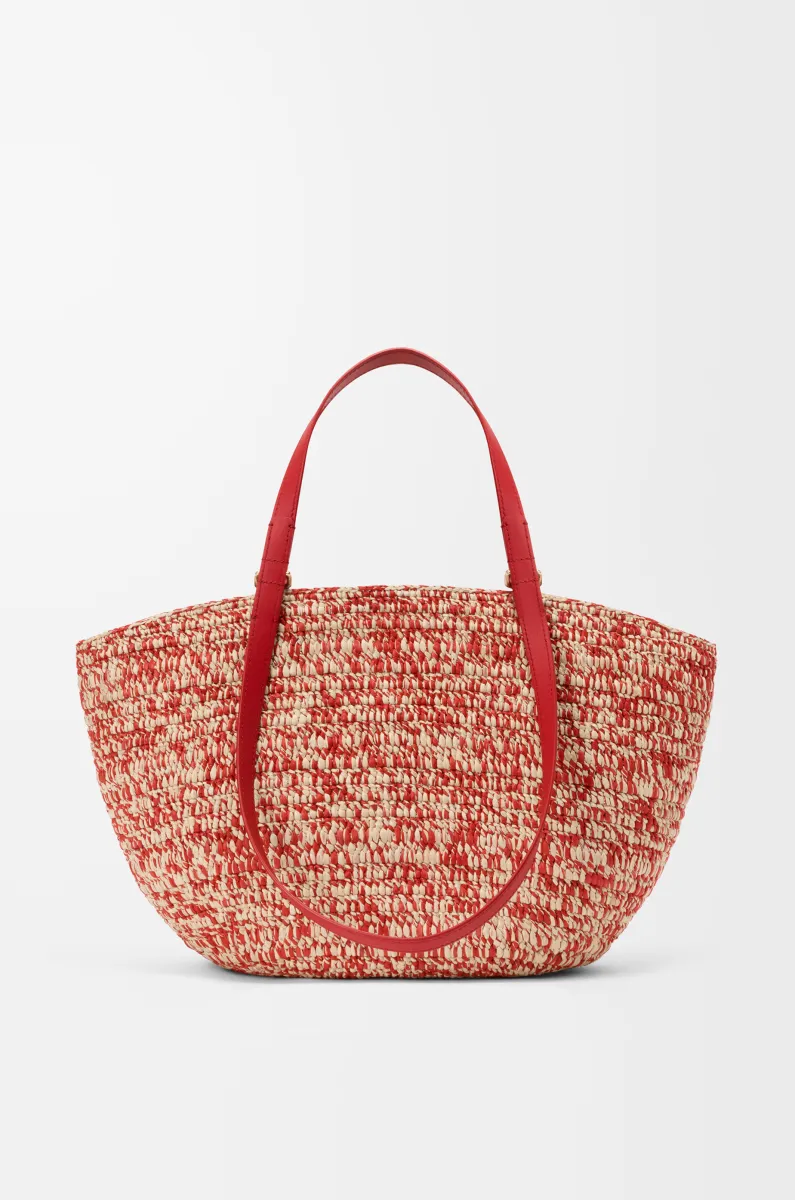 中号拉菲草和牛皮革 Eclipse Basket 手袋