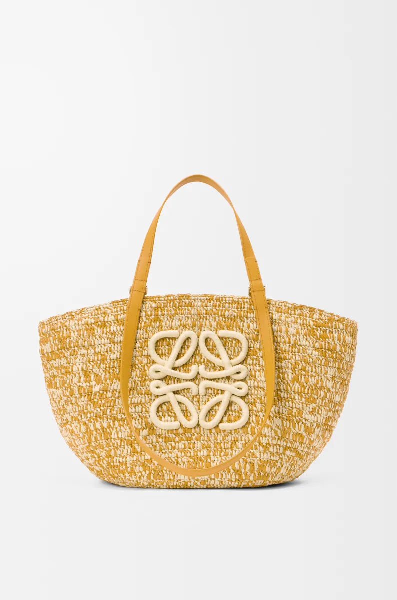 中号拉菲草和牛皮革 Eclipse Basket 手袋