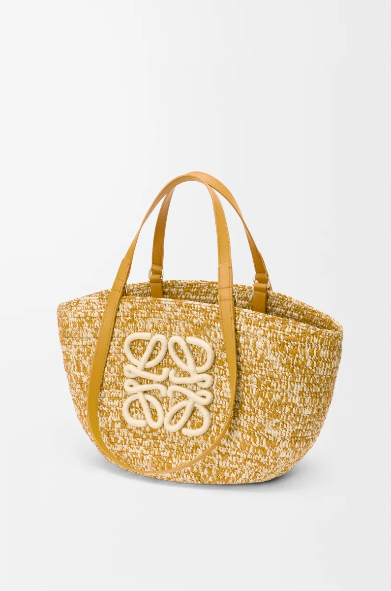 中号拉菲草和牛皮革 Eclipse Basket 手袋