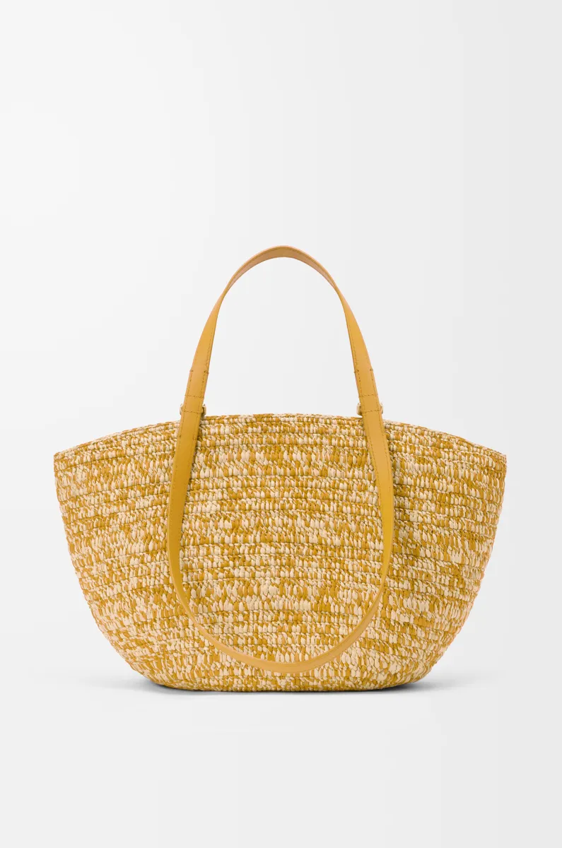 中号拉菲草和牛皮革 Eclipse Basket 手袋