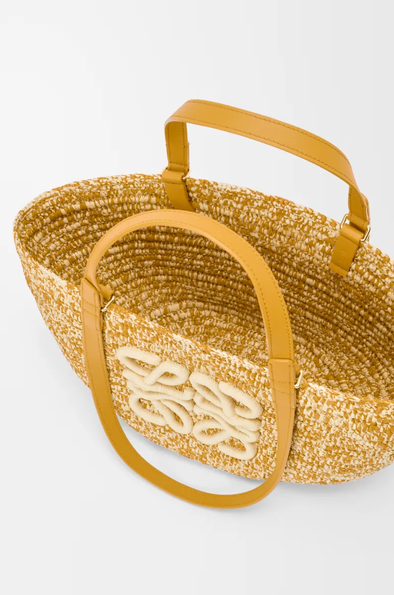 中号拉菲草和牛皮革 Eclipse Basket 手袋