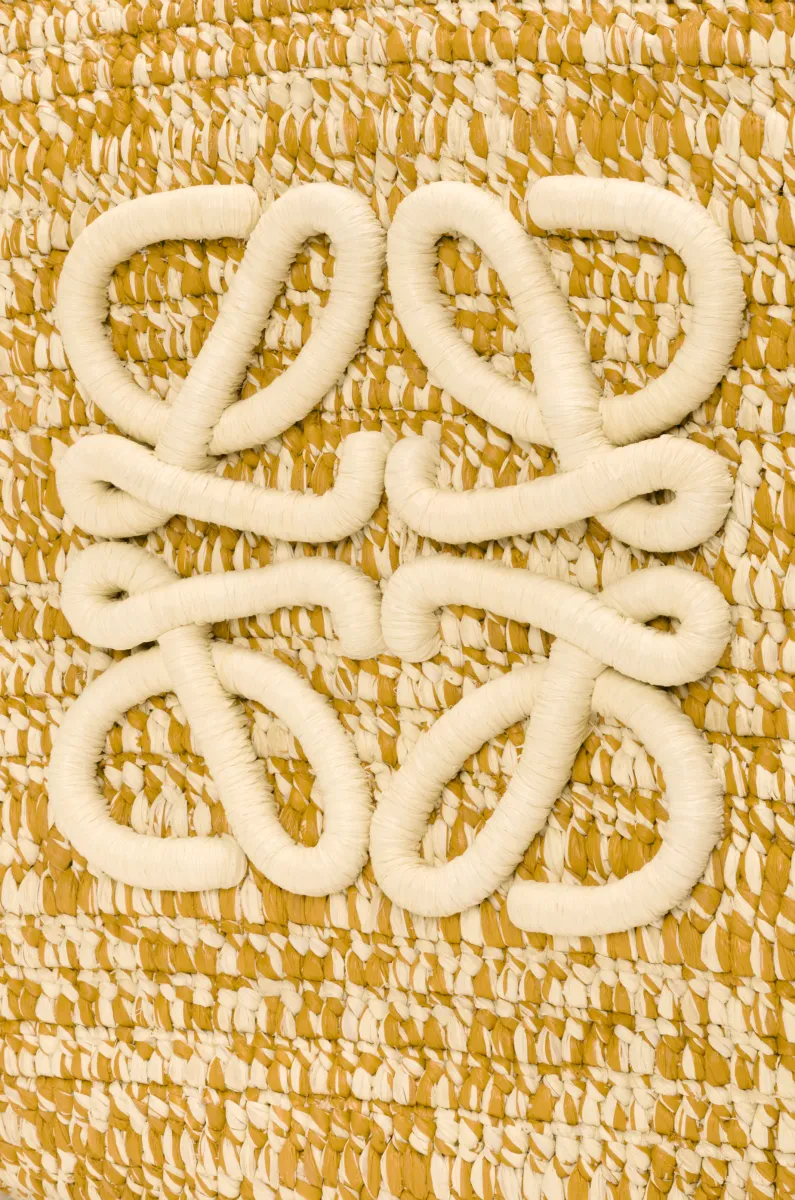 中号拉菲草和牛皮革 Eclipse Basket 手袋