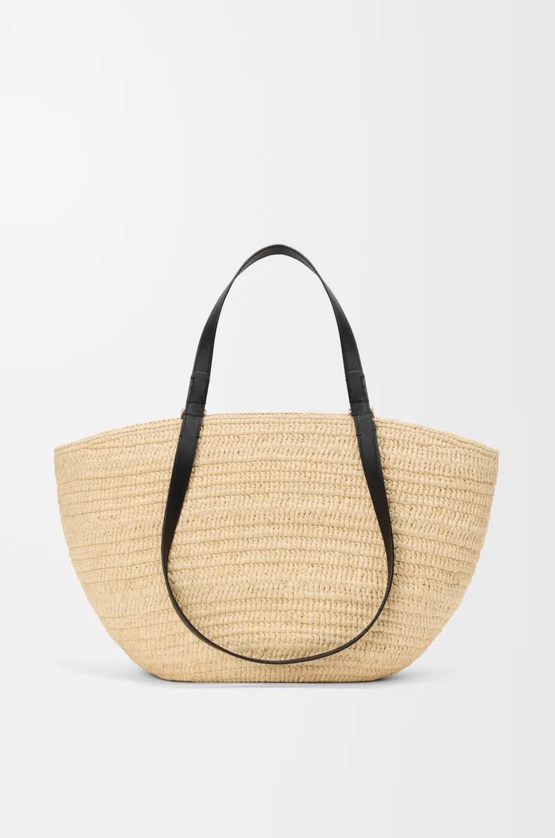 中号拉菲草和牛皮革 Eclipse Basket 手袋