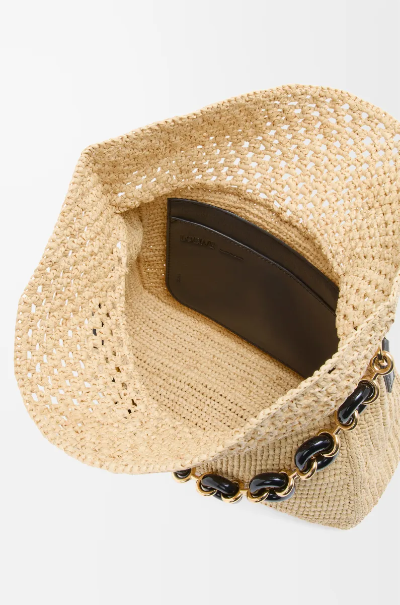 中号拉菲草和牛皮革 Ola 手袋