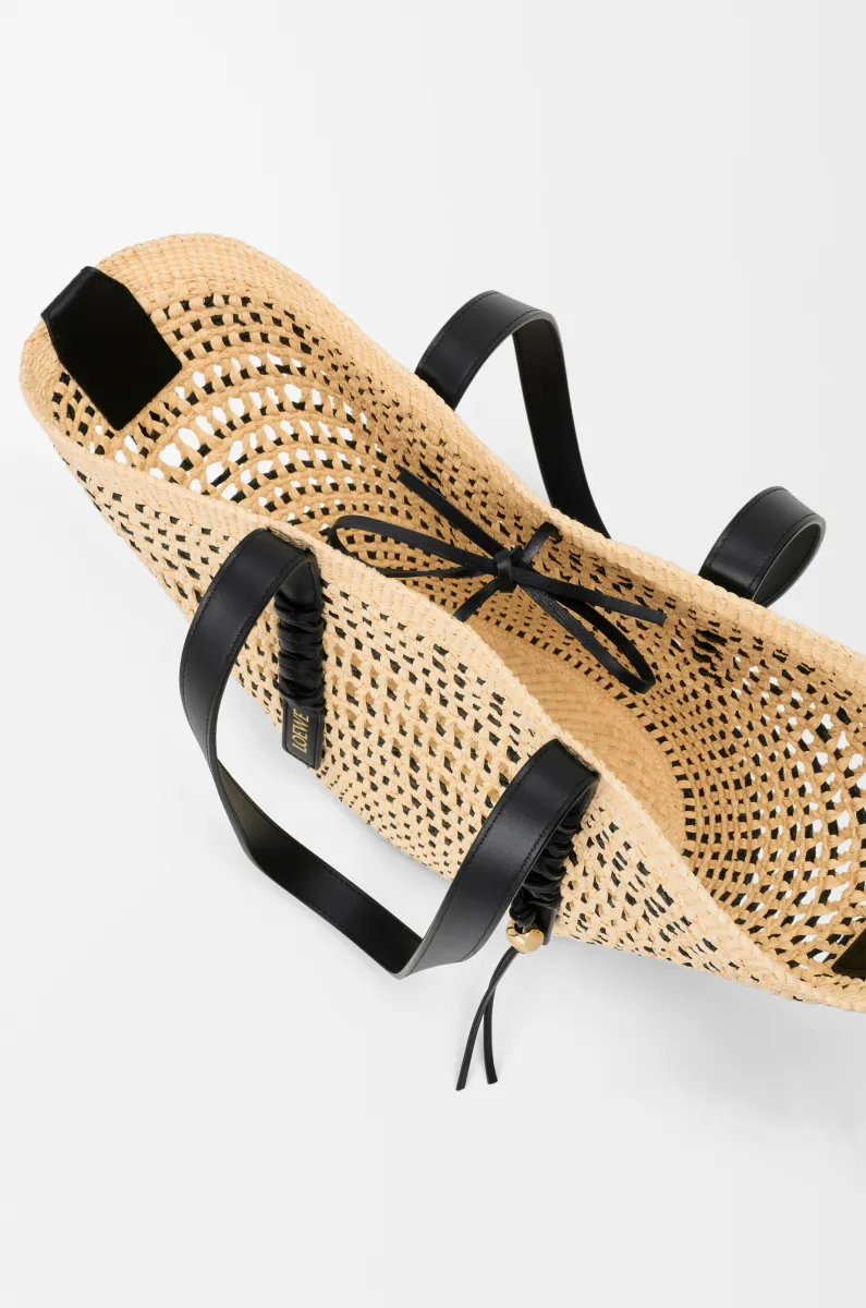 中号伊拉卡棕榈纤维和牛皮革 Braid Basket 手袋