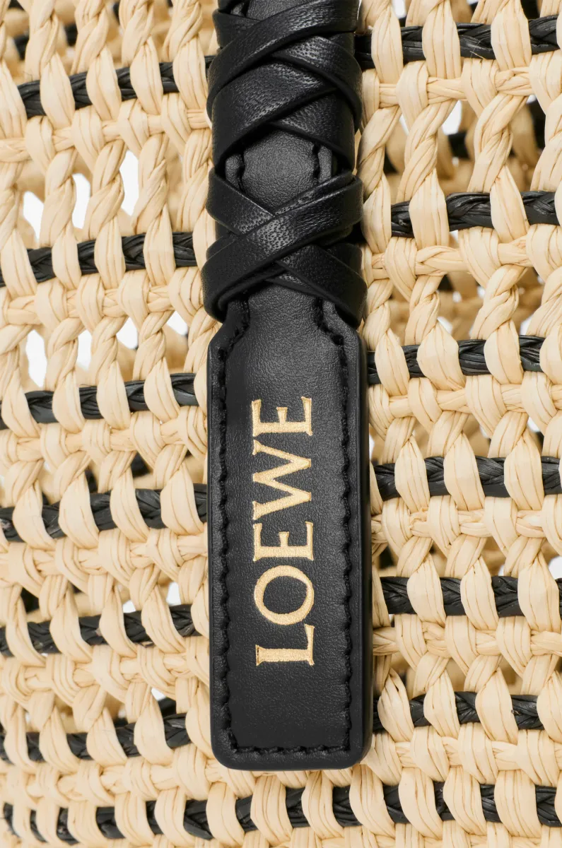 中号伊拉卡棕榈纤维和牛皮革 Braid Basket 手袋