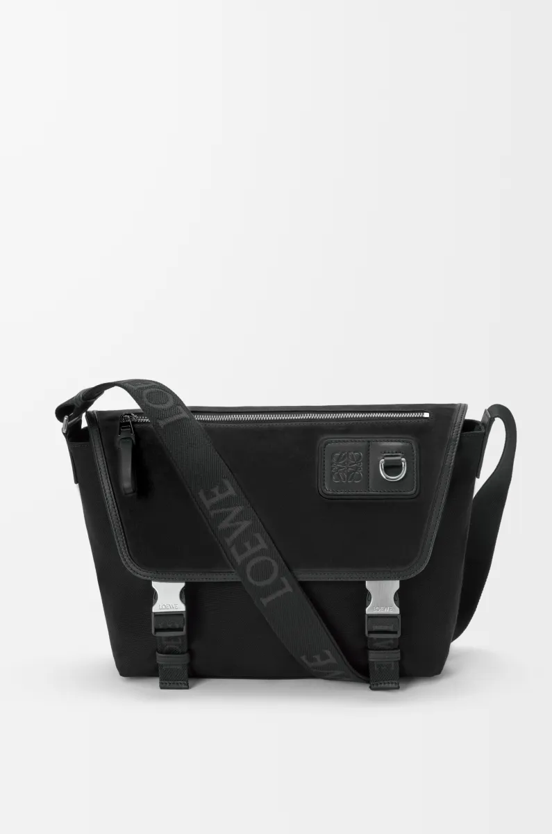 中号帆布和绒面革 Flex 邮差包