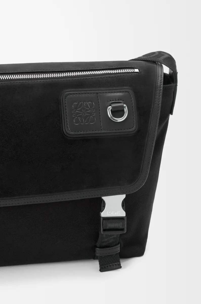 中号帆布和绒面革 Flex 邮差包