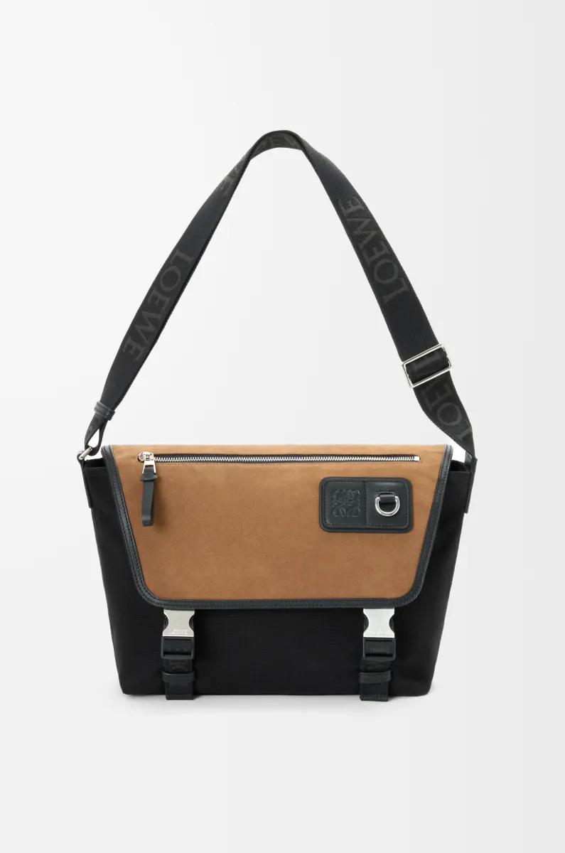 中号帆布和绒面革 Flex 邮差包