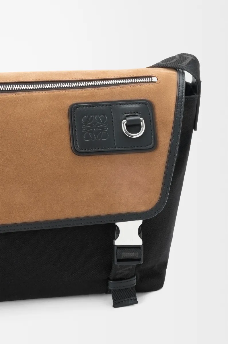 中号帆布和绒面革 Flex 邮差包