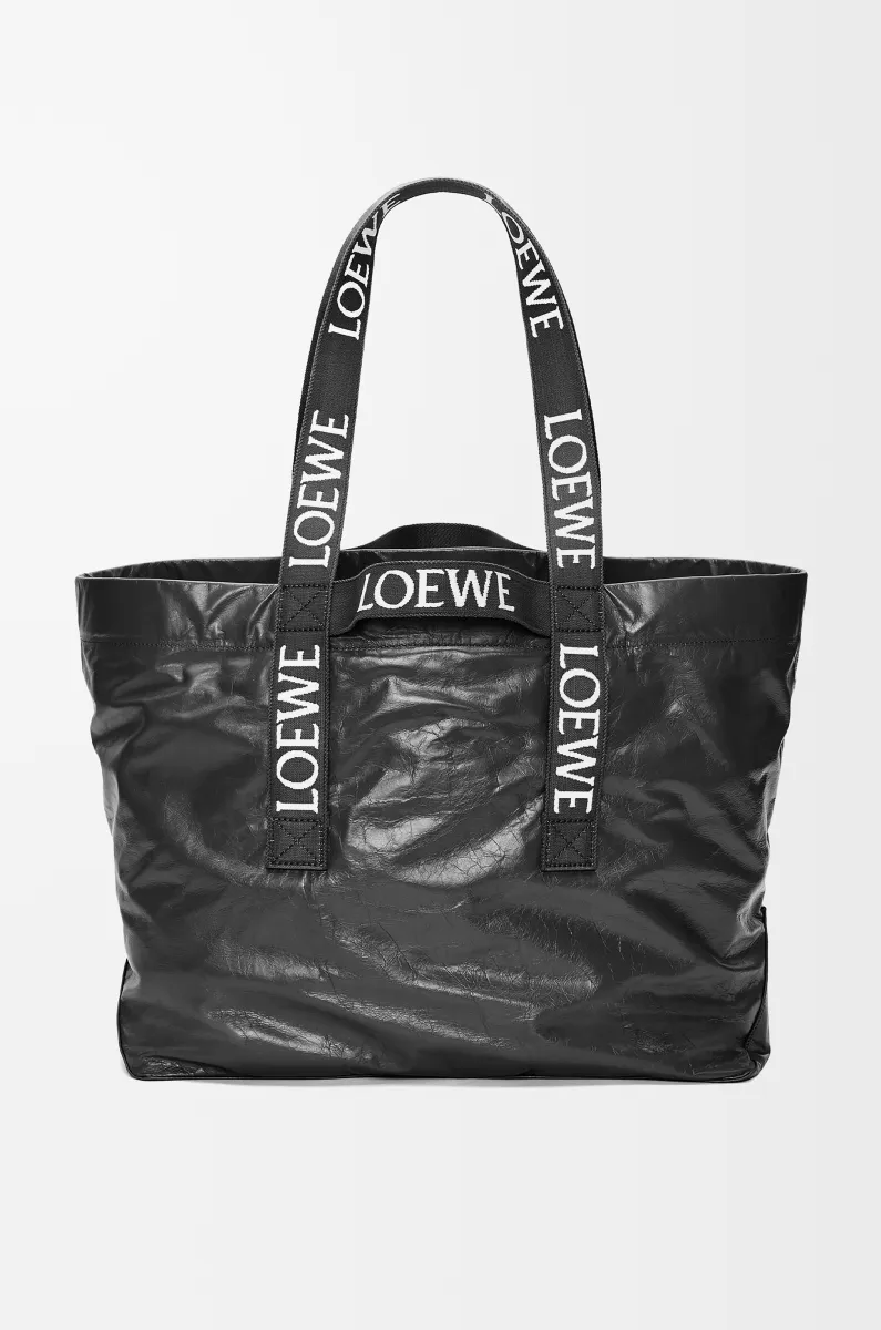 纸纹牛皮革 Fold shopper 手袋