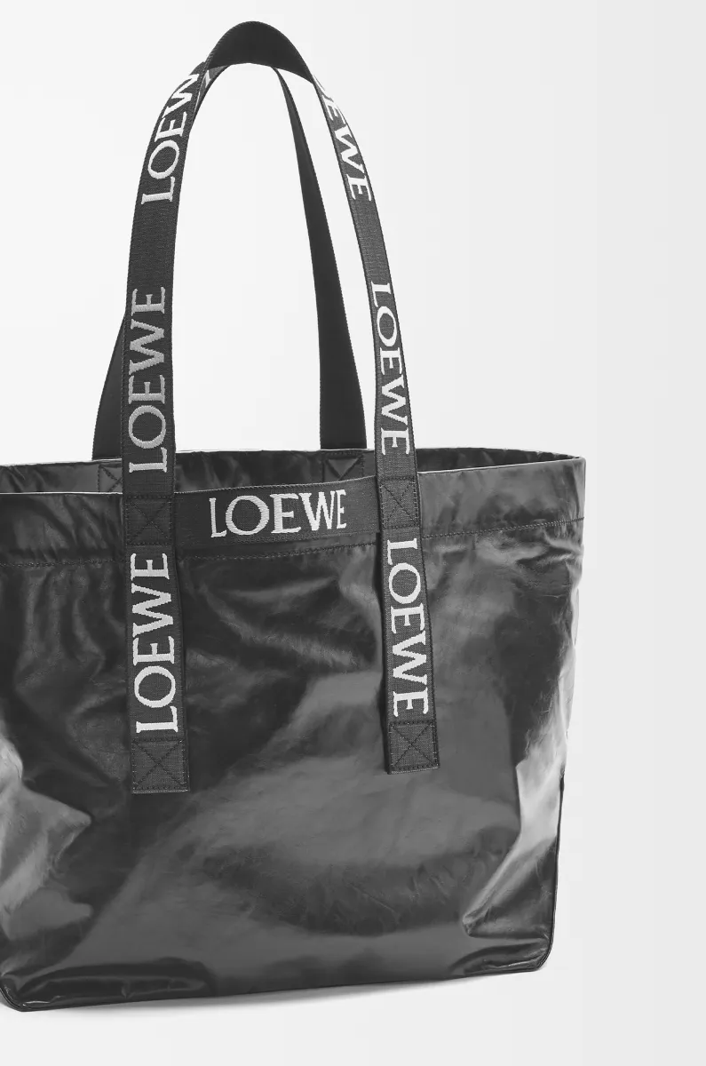 纸纹牛皮革 Fold shopper 手袋