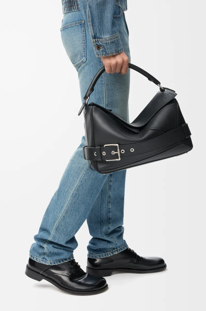 大号亮面牛皮革 Puzzle Biker 手袋