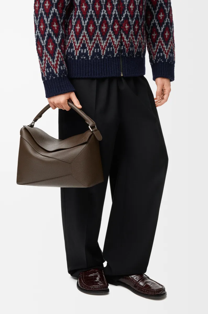 大号粒面牛皮革 Puzzle 手袋