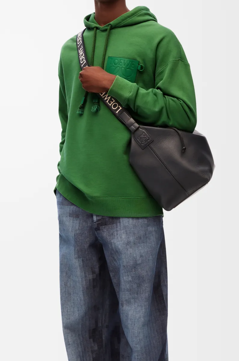 柔软光滑牛皮革和提花布 Cubi 斜挎包